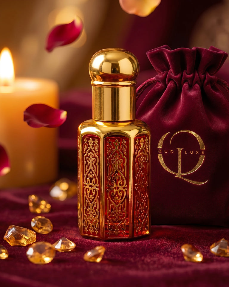 Velvet Amber Perfume Oil A concentrated blend of sweet warmth, oud, and golden amber