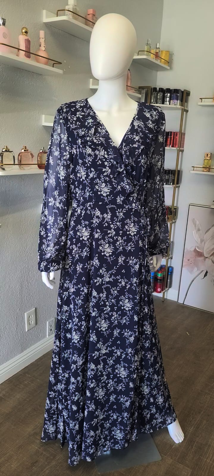 Blue Summertime Dress with Flower Patterns