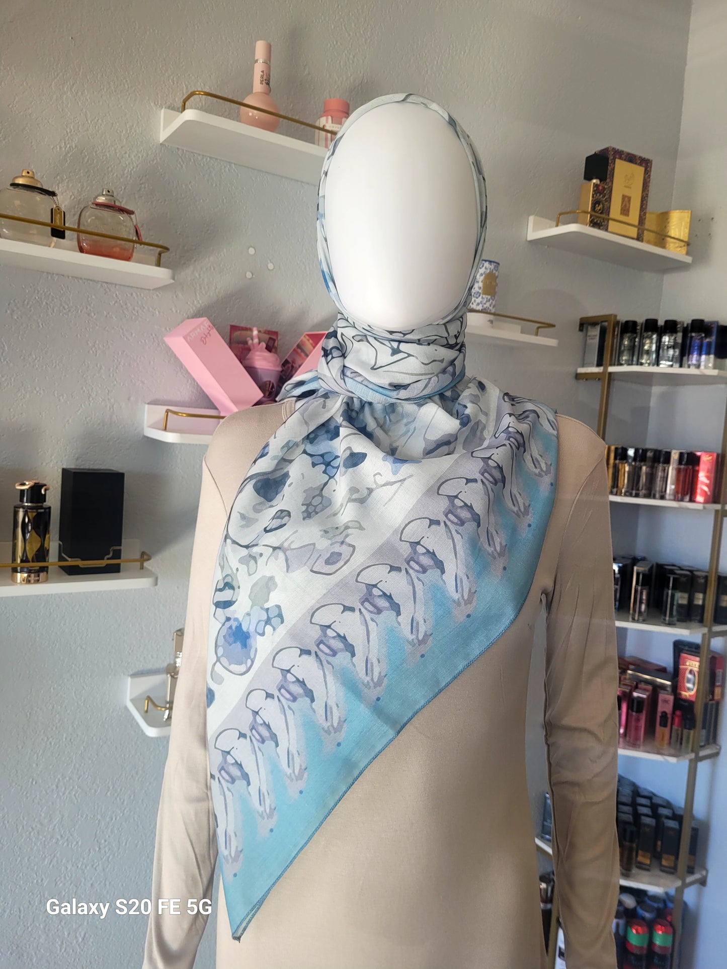 Printed Cotton Square Hijab -