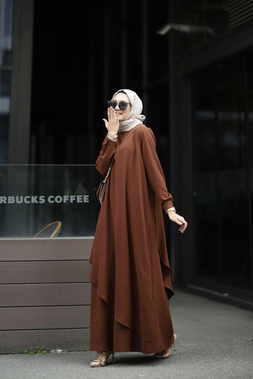 Türkiye Brown Flare Abaya