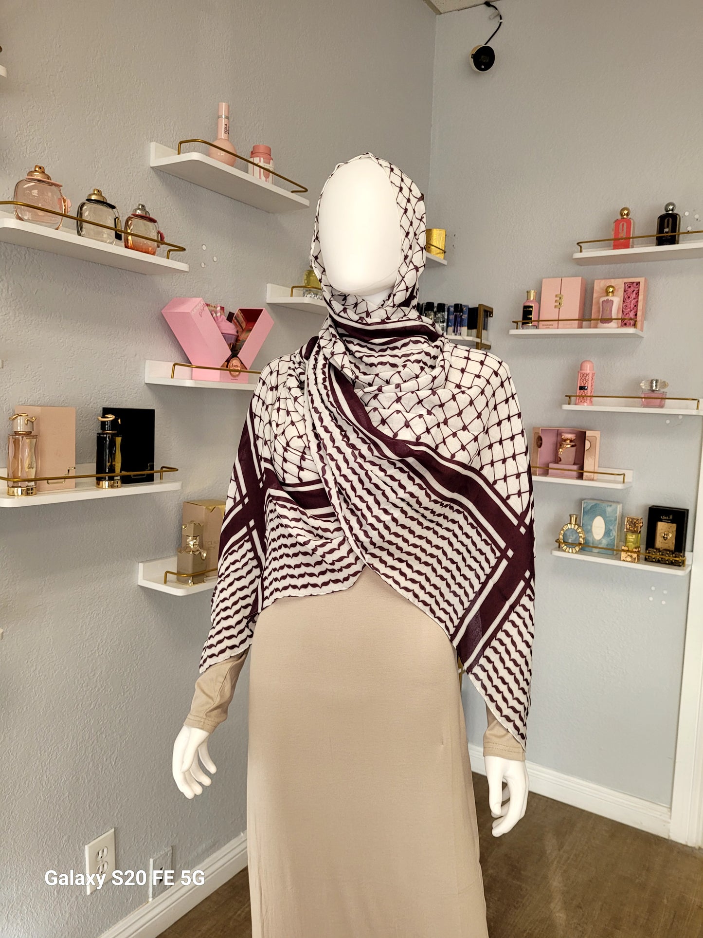 Printed Modal Hijab - Keffiyeh Plum