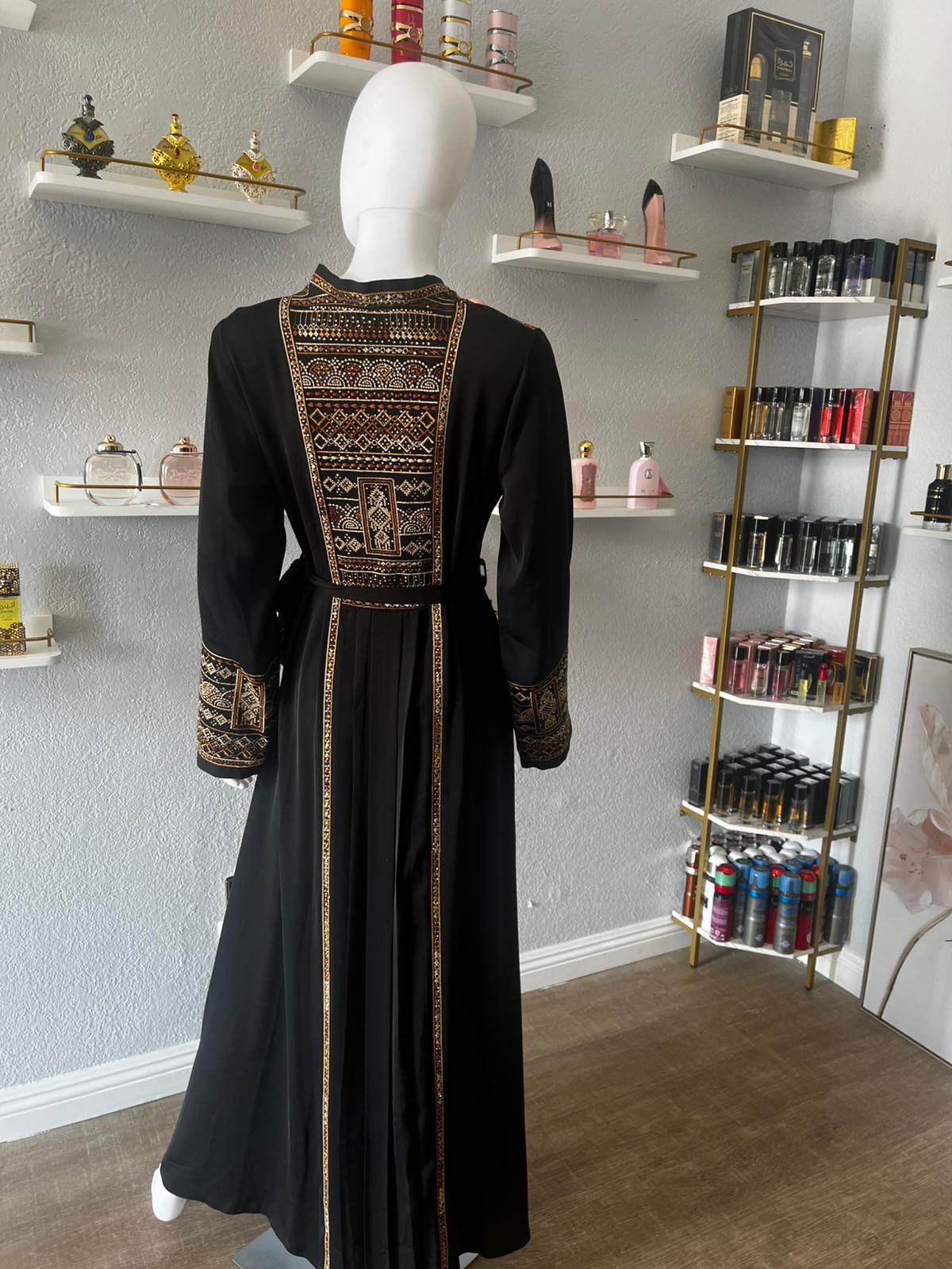 Black with Gold Embroidery Turkiye Abaya
