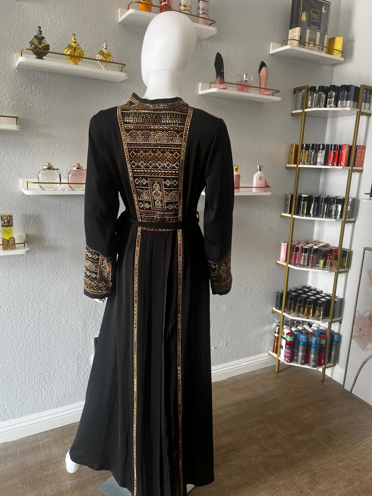 Black with Gold Embroidery Turkiye Abaya