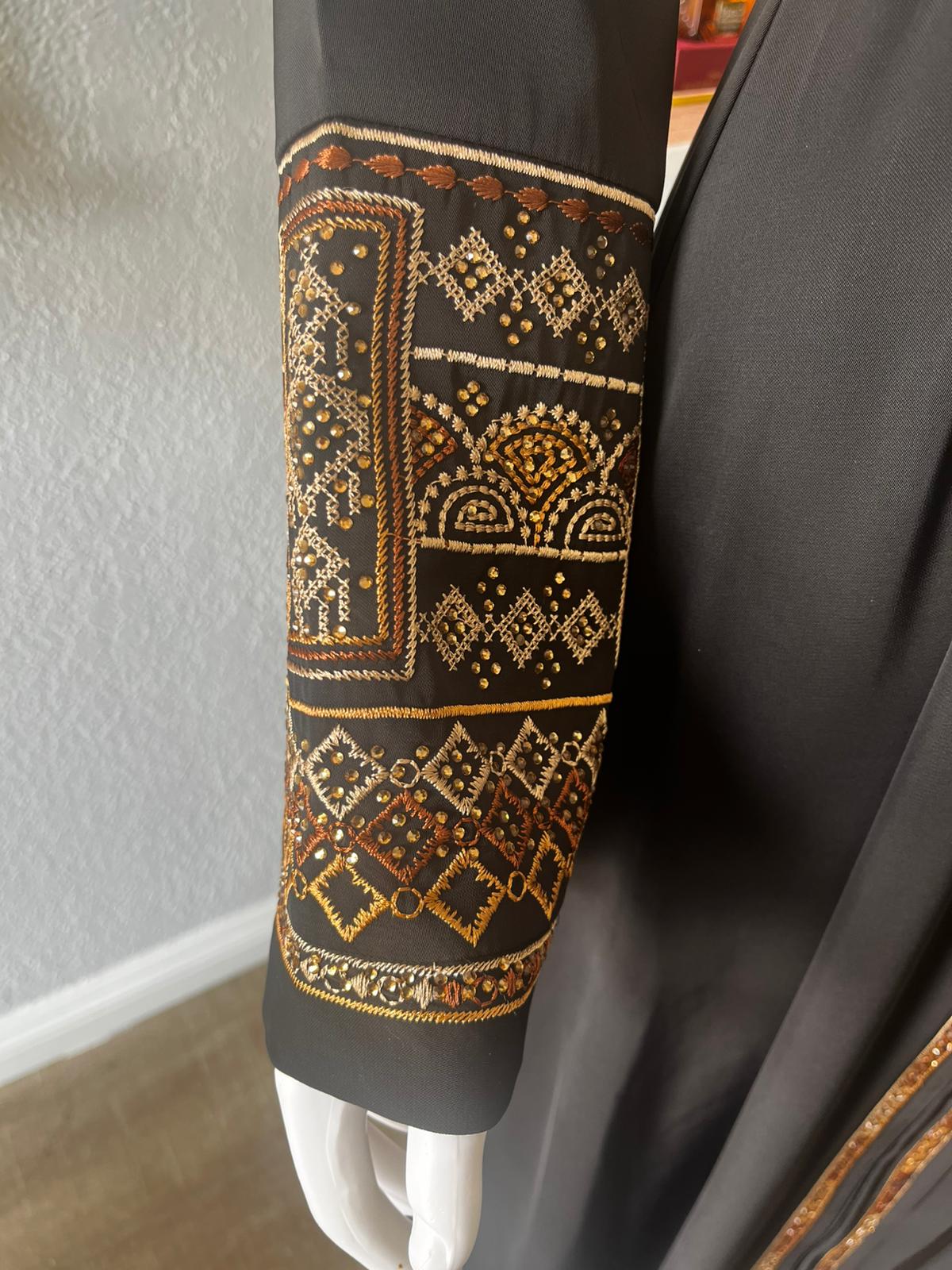 Black with Gold Embroidery Turkiye Abaya