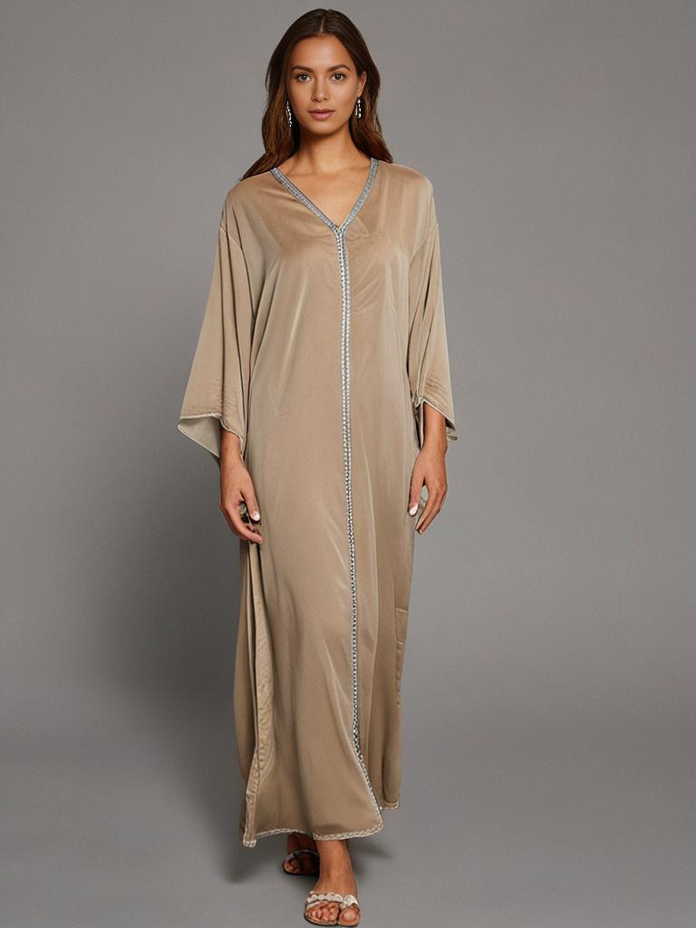 Beige Silk Abaya