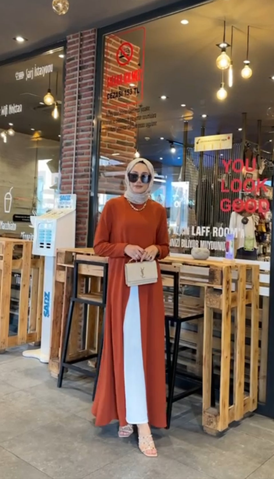 Türkiye 2pc  Dress in Burnt Orange.