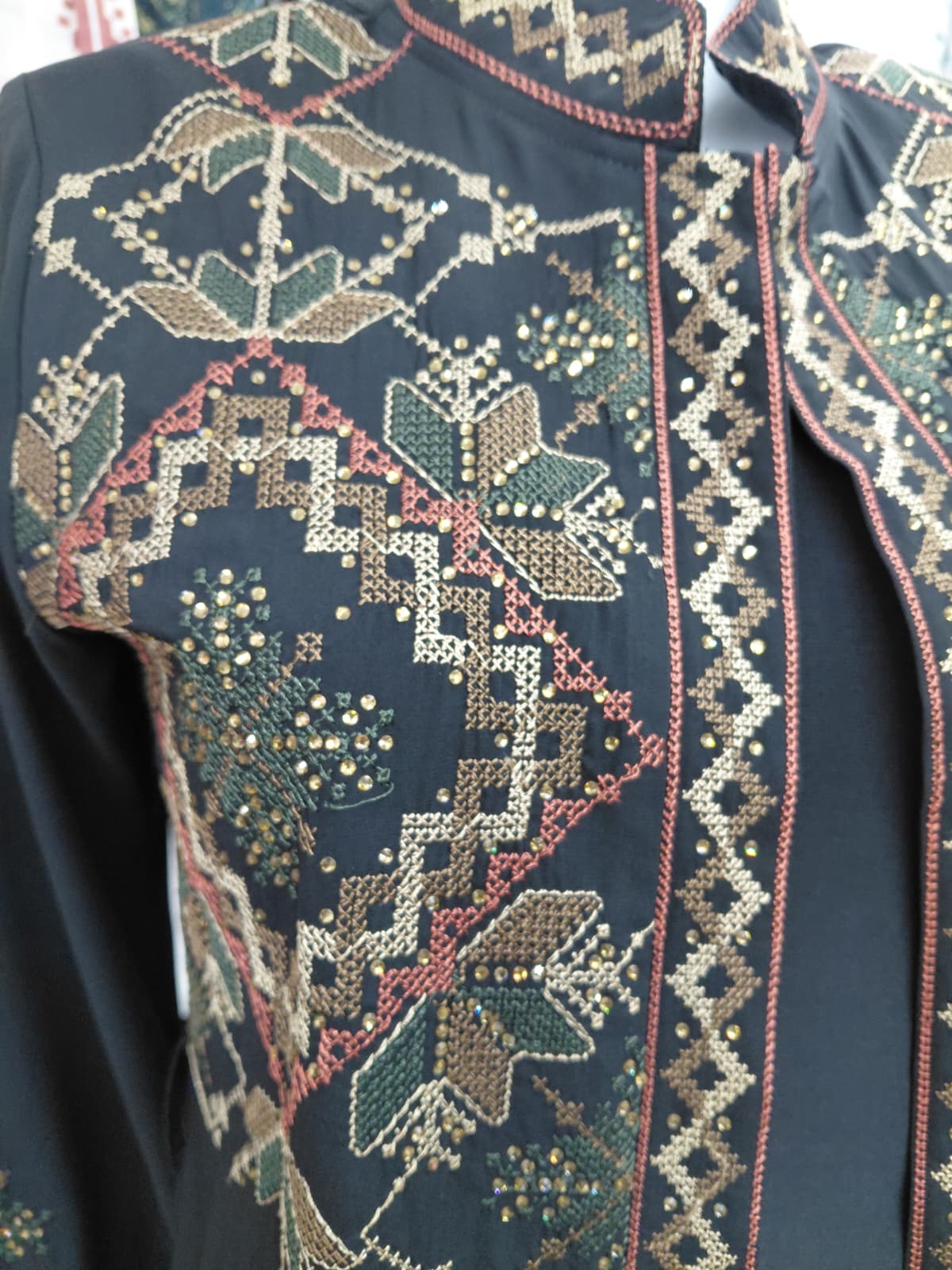 2 layers Turkish Kaftan in Black  - exquisite embroidered dress for women