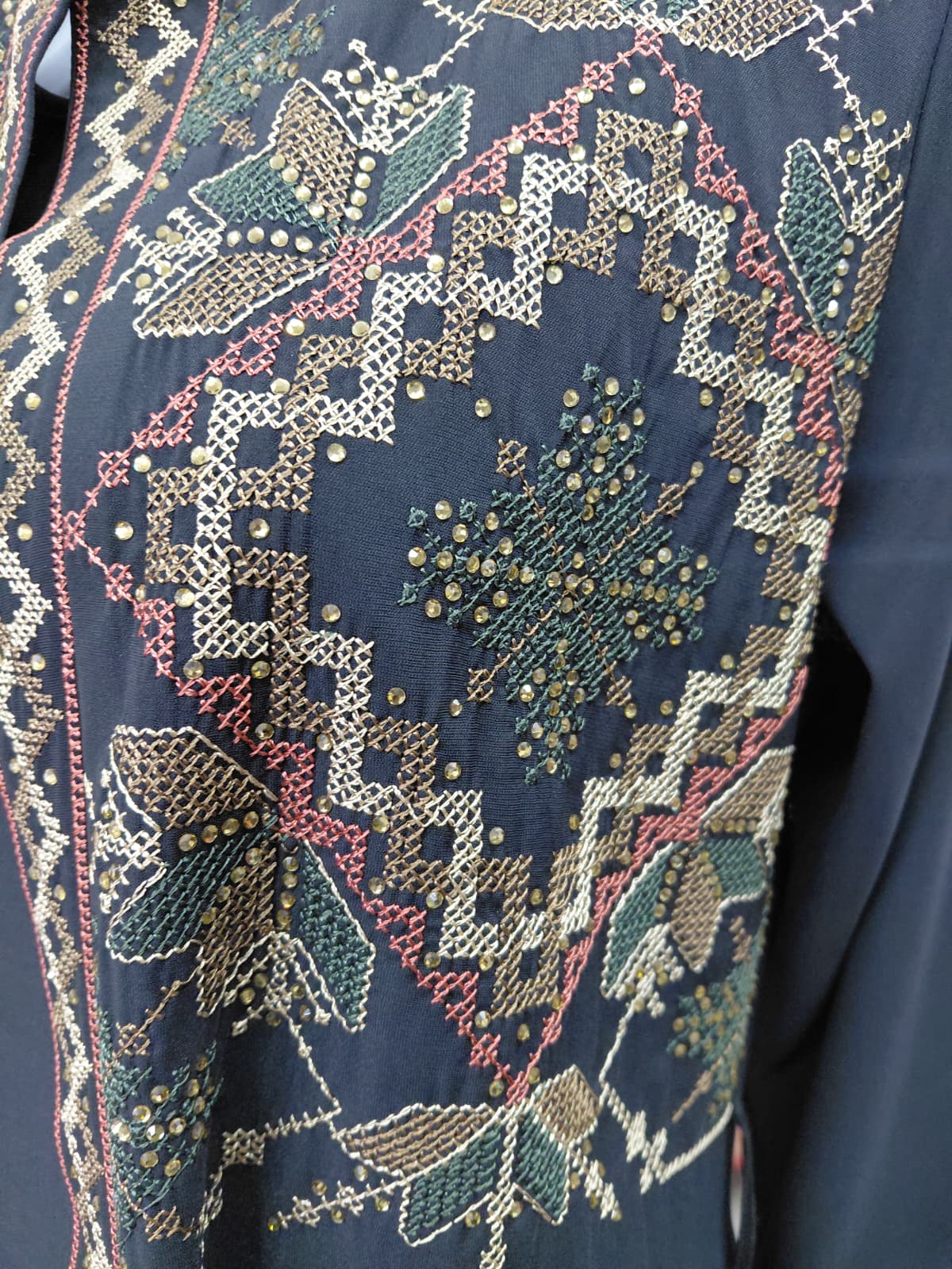 2 layers Turkish Kaftan in Black  - exquisite embroidered dress for women