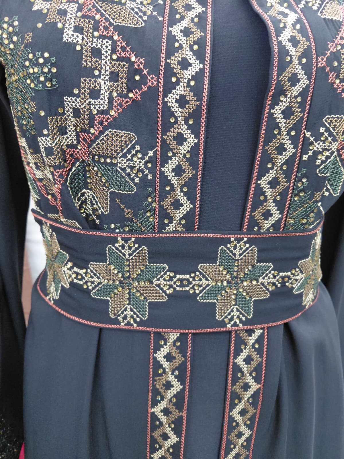 2 layers Turkish Kaftan in Black  - exquisite embroidered dress for women
