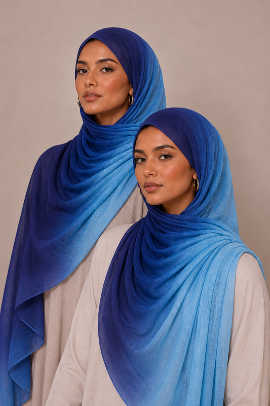 Blue Ombre Premium Modal Hijab | Soft, Lightweight & Breathable Hijab