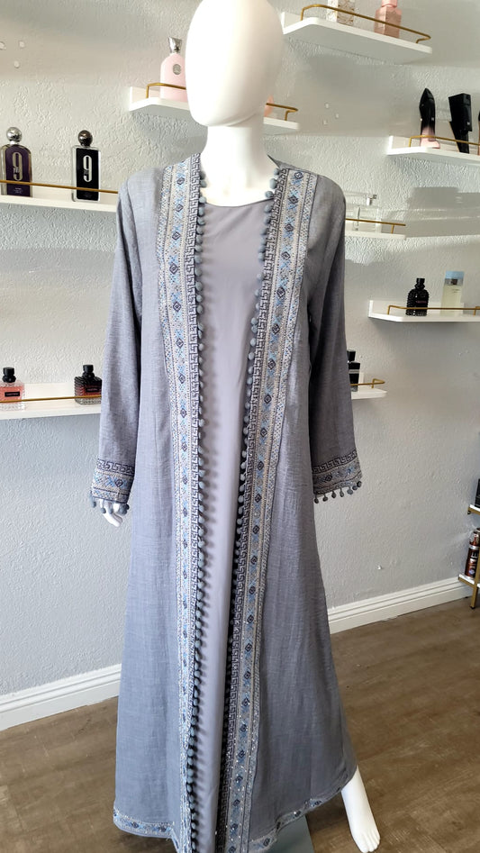 Baby Blue Kaftan with Intricate Patterns and Designs