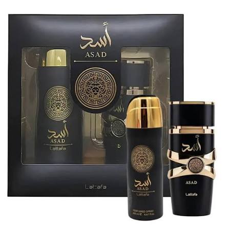 Lattafa Asad Eau De Parfum Spray 3.4 oz & Body Spray 6.7 oz