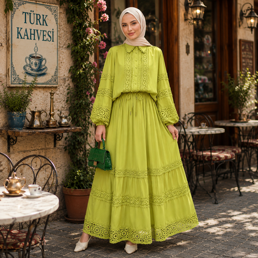 Mustard Yellow Cotton Top & Skirt Set | Modest Two-Piece Outfit