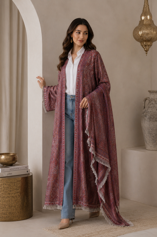 Rosewood Pashmina Open Abaya Set