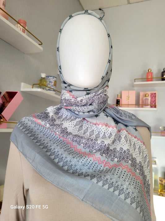 Printed Cotton Square Hijab -