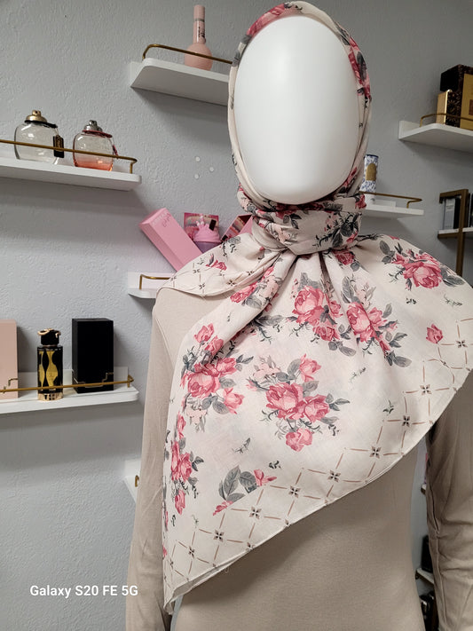 Printed Cotton Square Hijab -