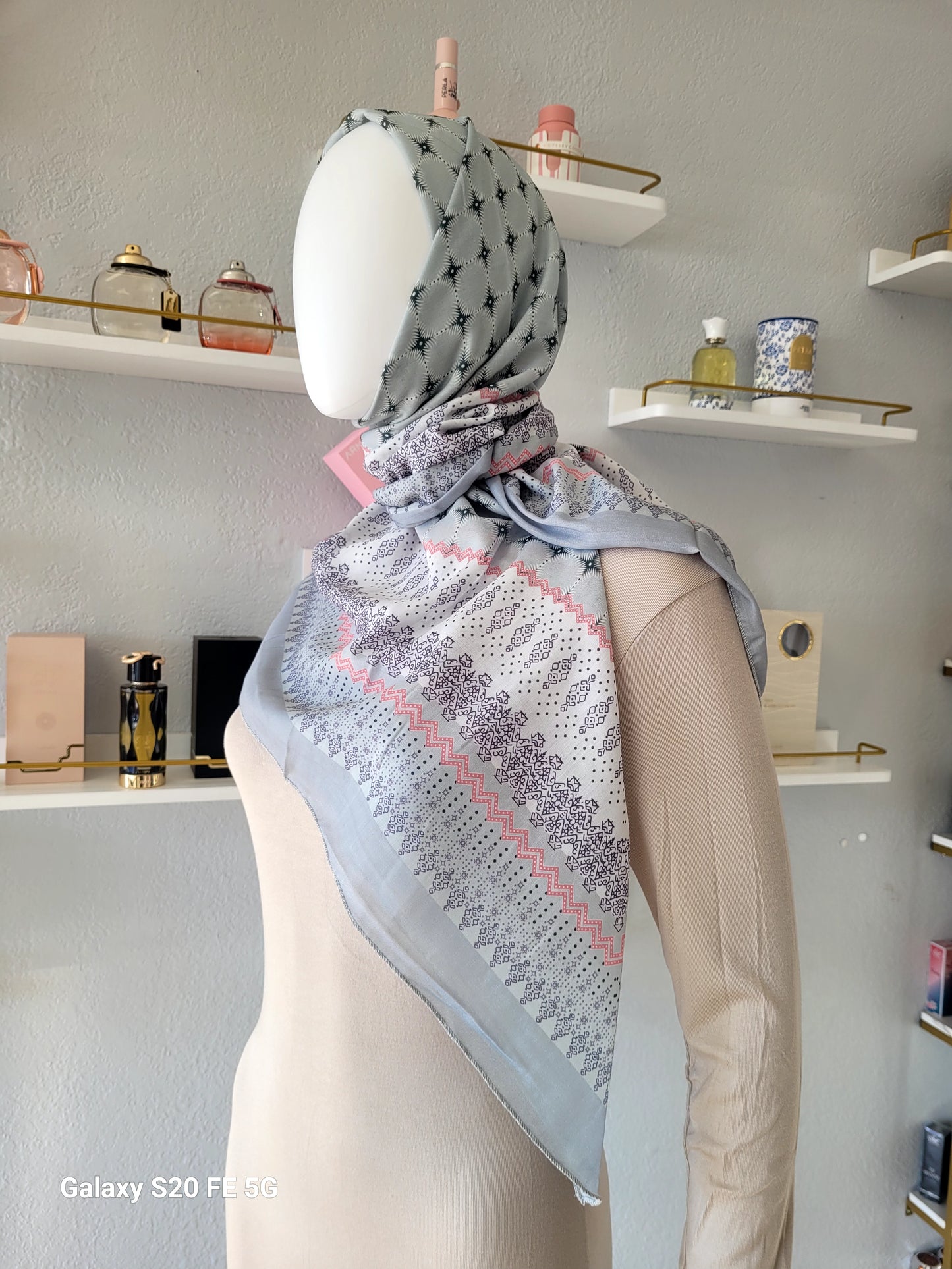 Printed Cotton Square Hijab -