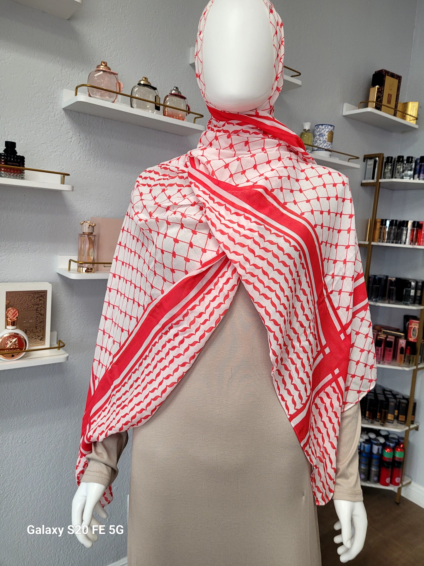 Printed Modal Hijab - Keffiyeh Red