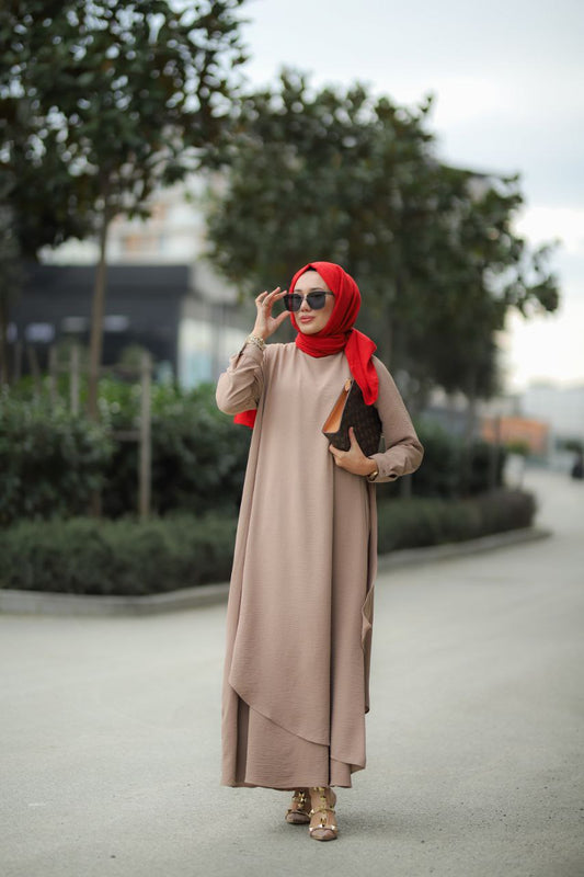 Türkeye Beige Flare Abaya