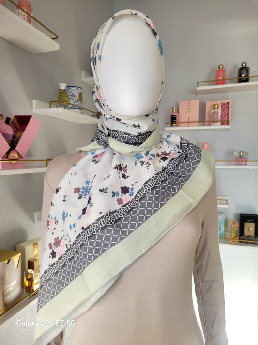 Printed Cotton Square Hijab -