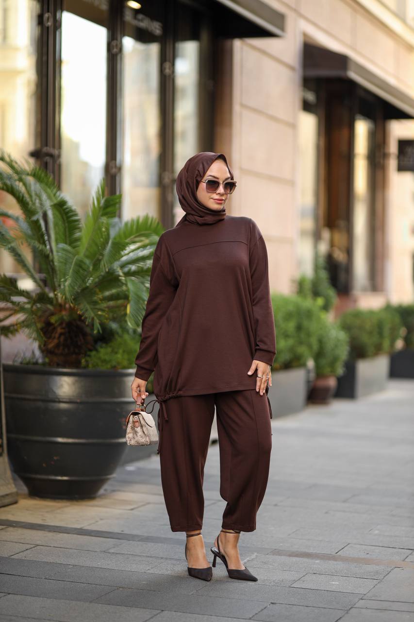 2pc set Türkiye  Efnan set Coffee Brown