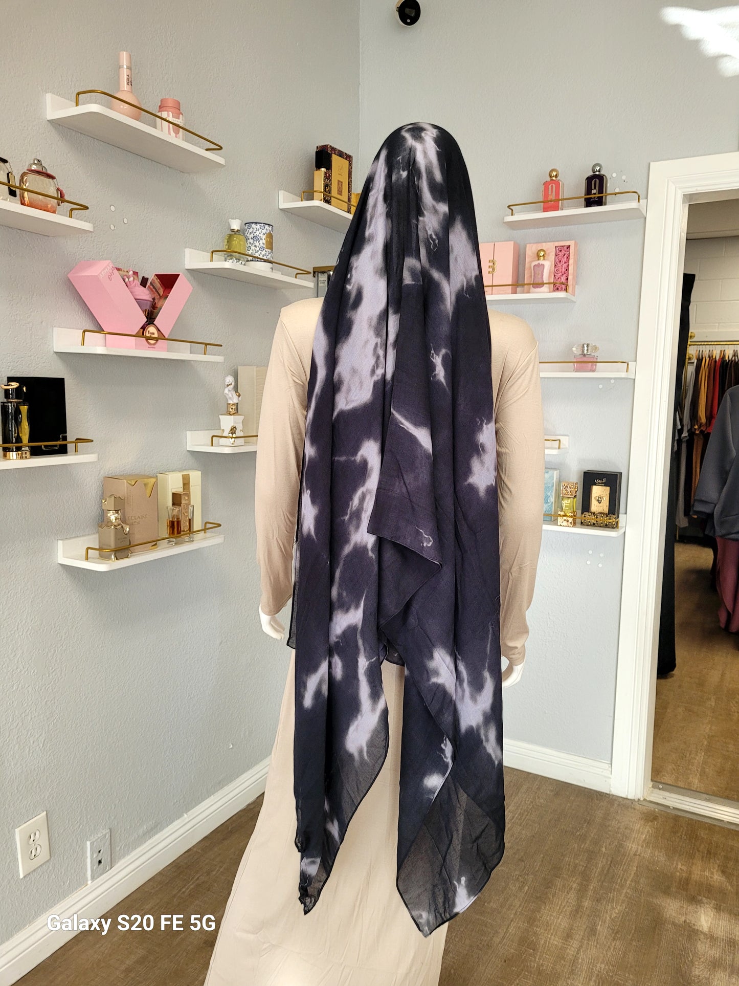 Printed Modal Hijab - Black Marble