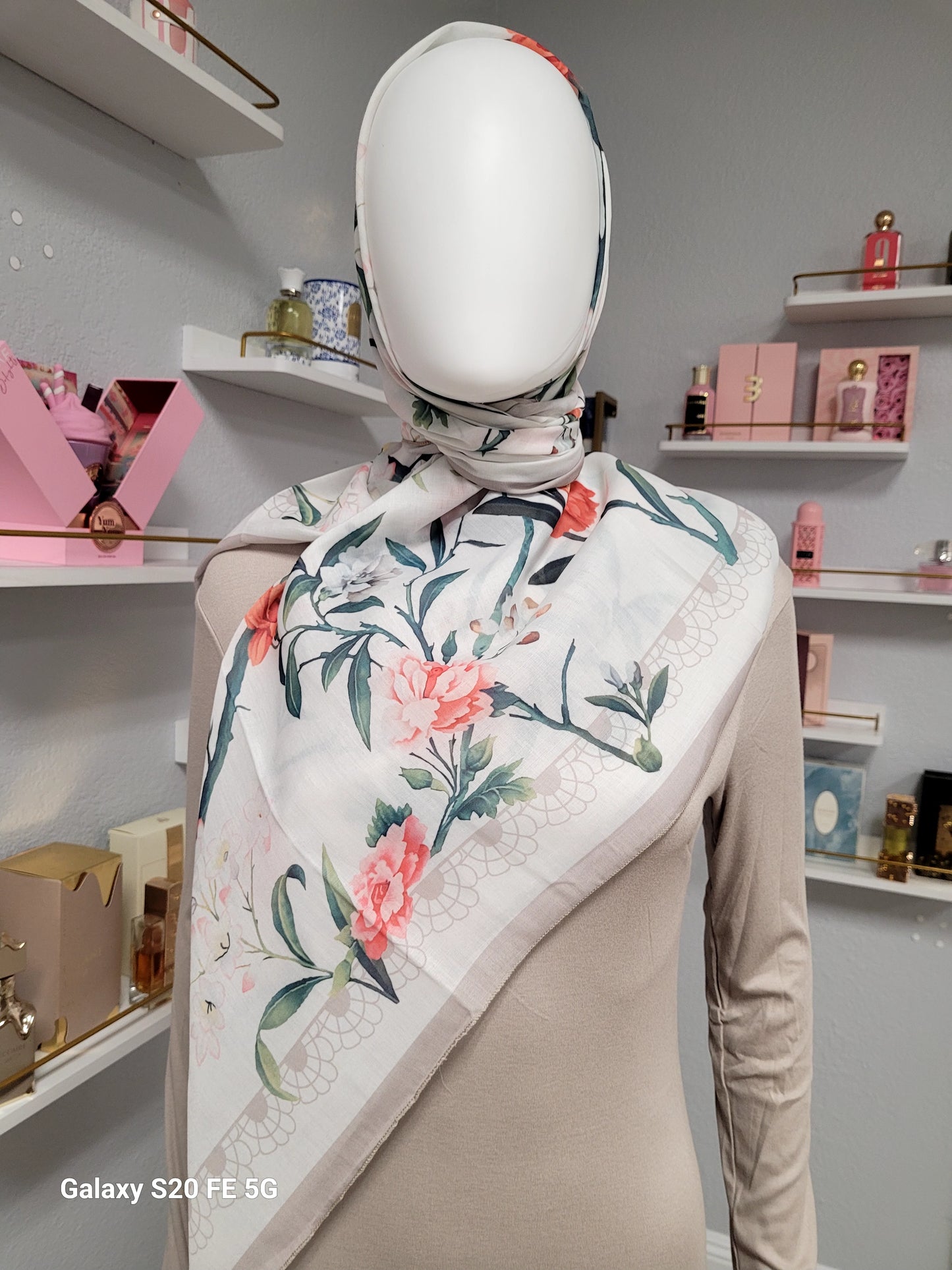 Printed Cotton Square Hijab -