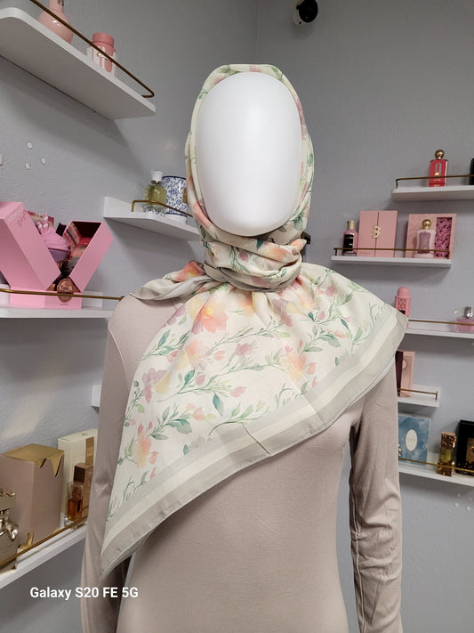 Printed Cotton Square Hijab -