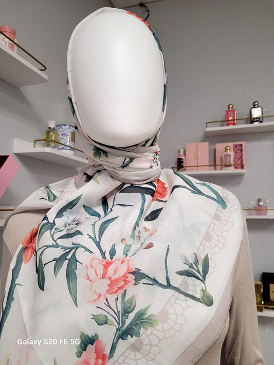 Printed Cotton Square Hijab -