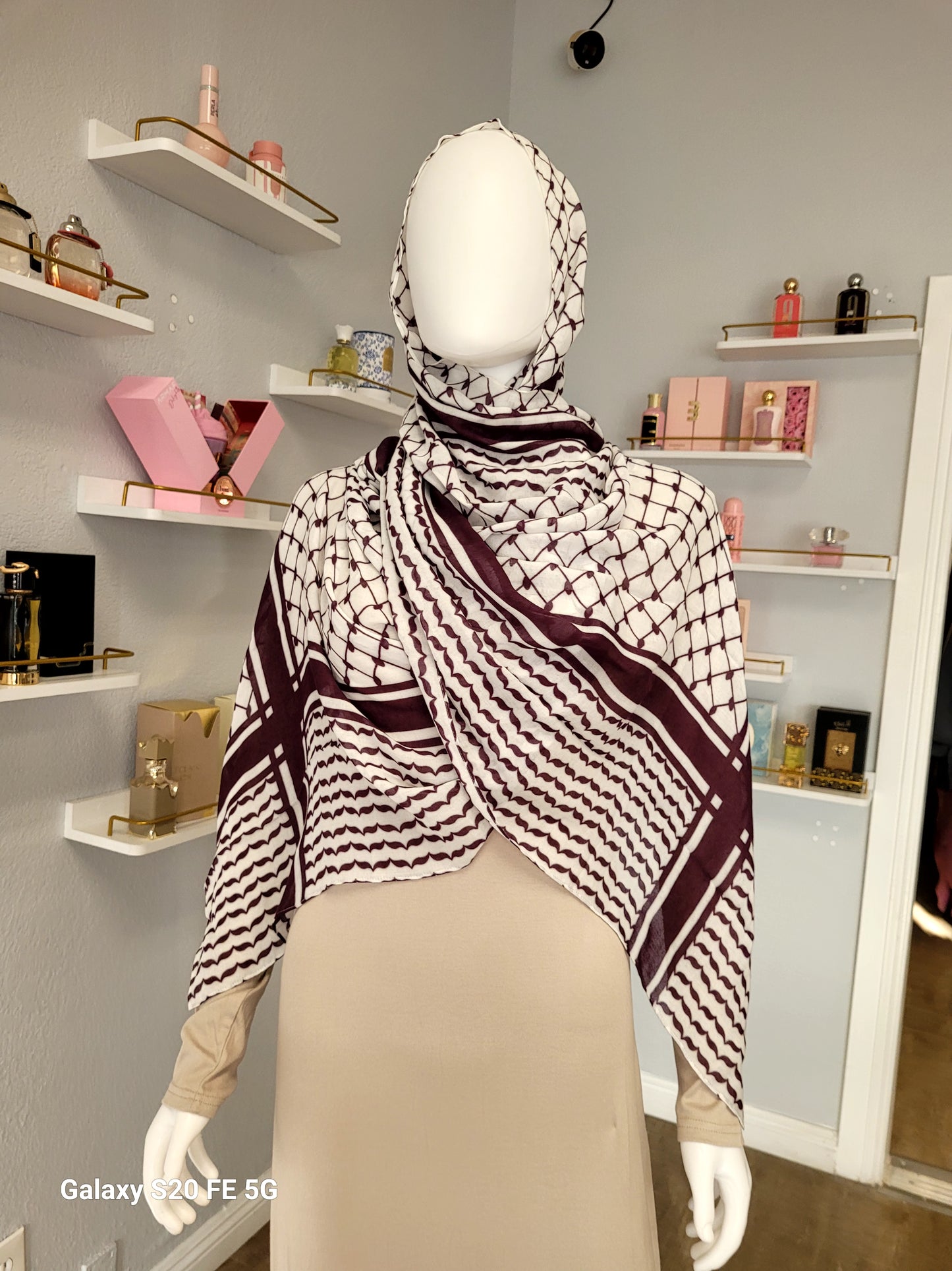 Printed Modal Hijab - Keffiyeh Plum