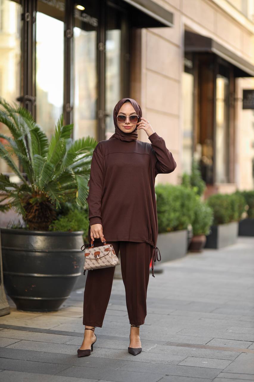 2pc set Türkiye  Efnan set Coffee Brown