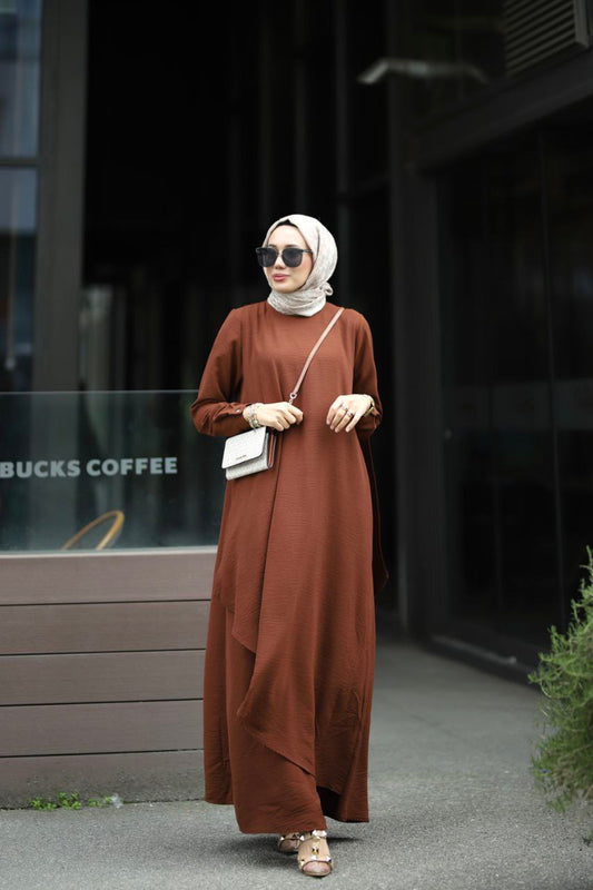 Türkiye  Brown Flare Abaya