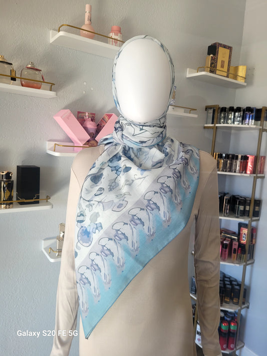 Printed Cotton Square Hijab -