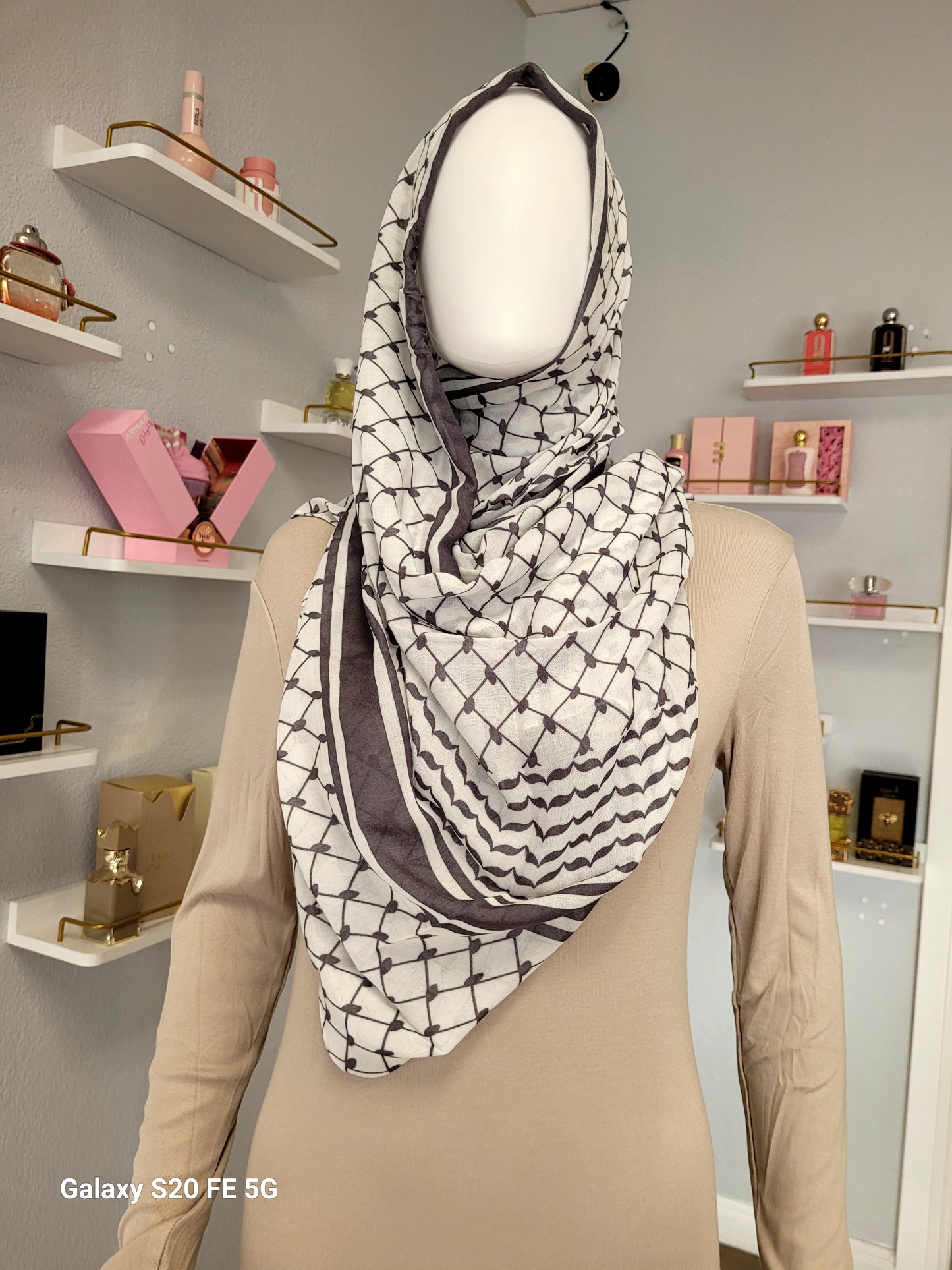Printed Modal Hijab - Keffiyeh Gray