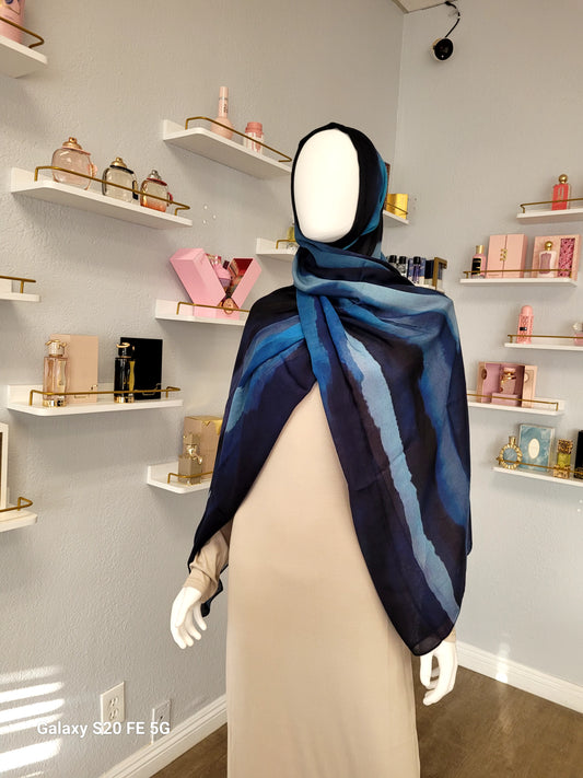 Printed Modal Hijab - Ocean Wave