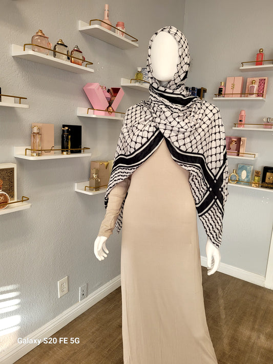 Printed Modal Hijab - Keffiyeh Black