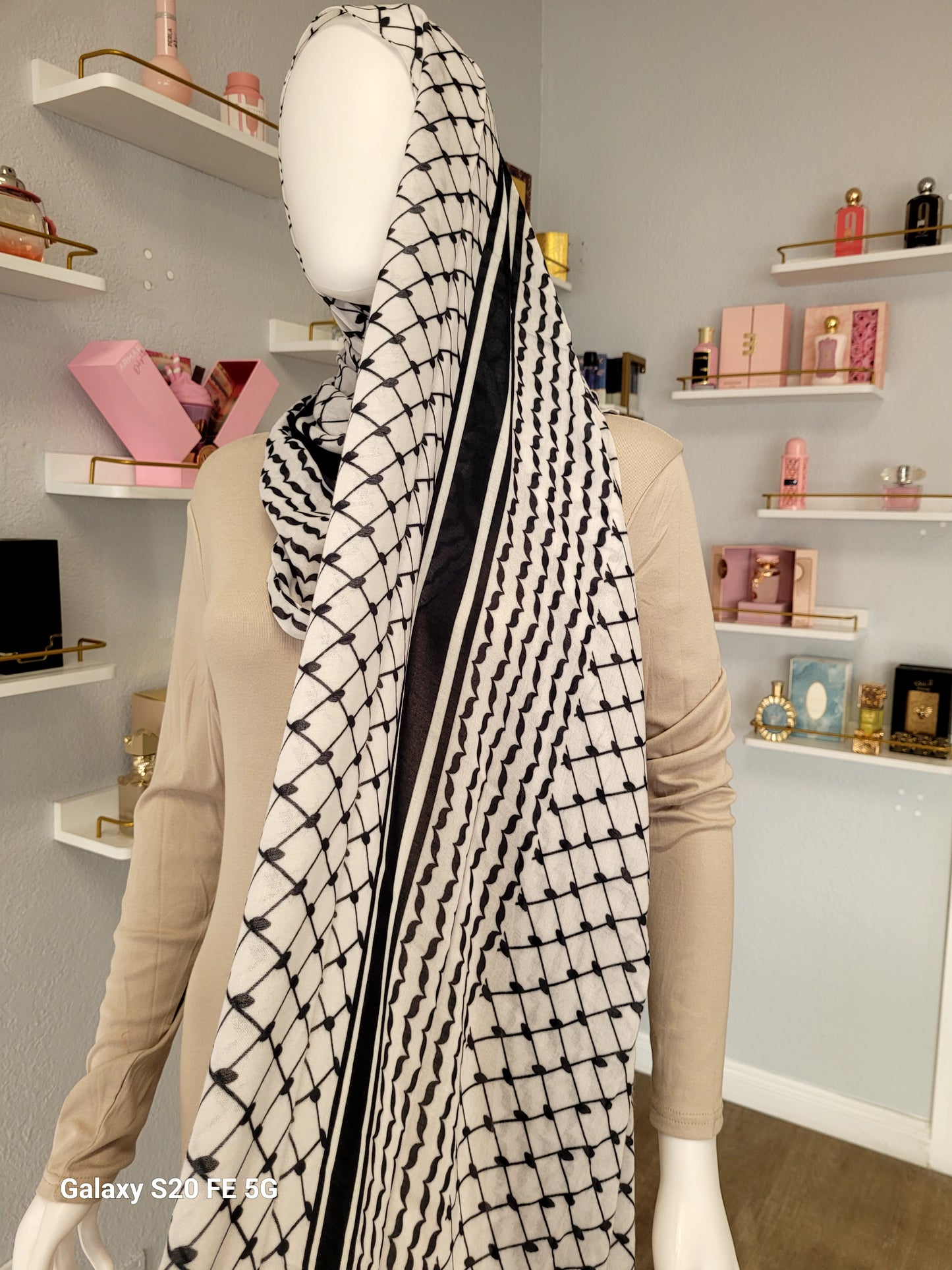 Printed Modal Hijab - Keffiyeh Black